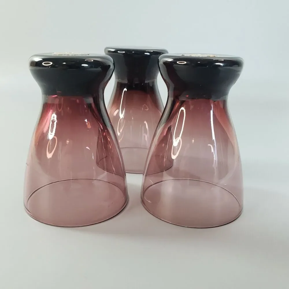Vtg 3 Amethyst Shot Liquor Glasses Curvy Purple Barware Drinkware Lounge Italy
